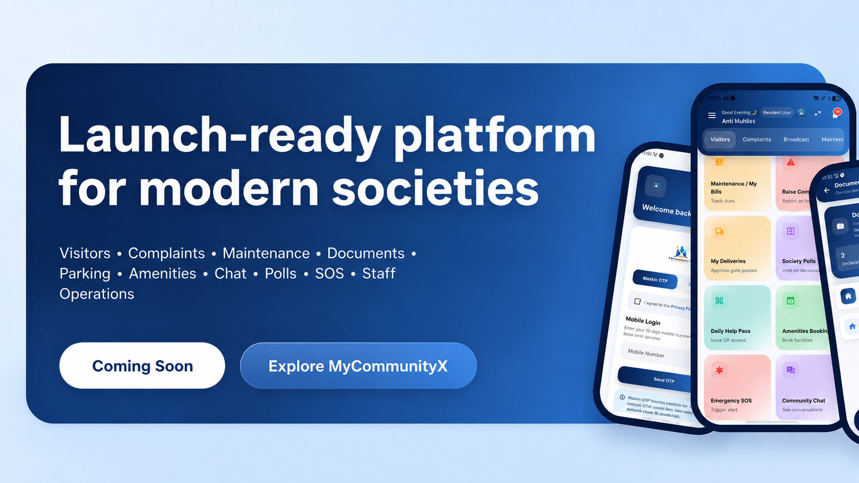 MyCommunityX premium society management launch banner